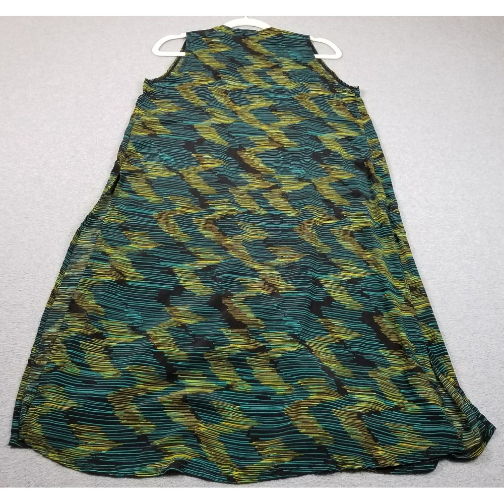 LuLaRoe Joy Vest Women S Small Green Yellow Zig Zag Abstract Sleeveless Duster - Picture 4 of 10